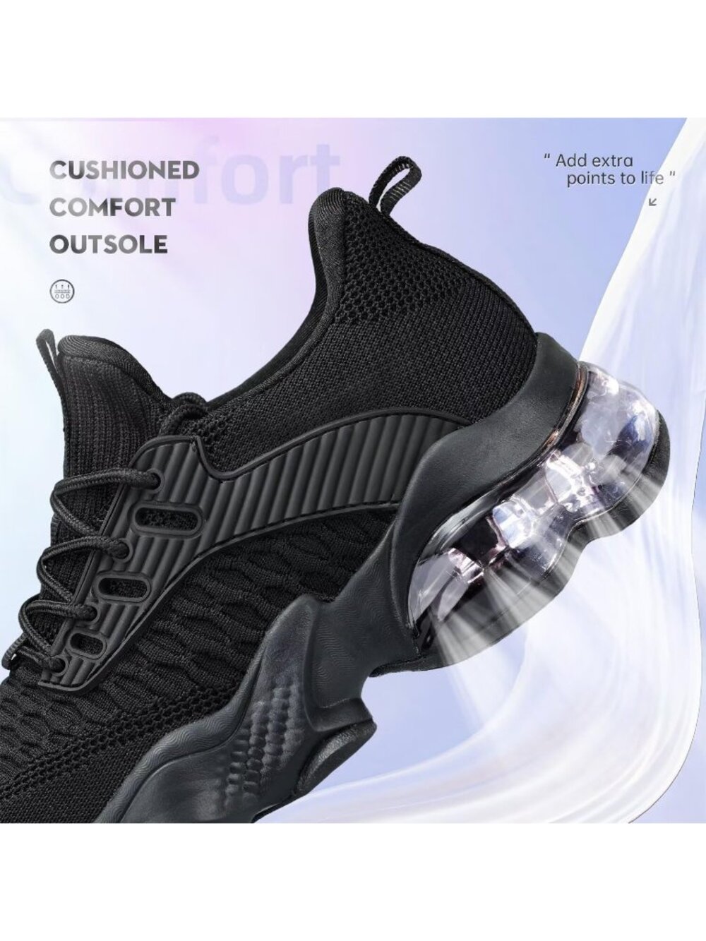 Women's Black Comfortable Stylish Casual Fashion Tennis Non Slip Work Sneakers - Picture 4 of 6